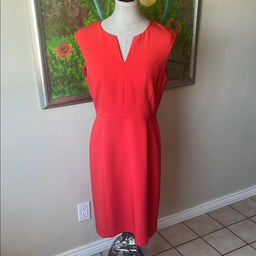 Ann Taylor Vibrant Coral Midi Dress